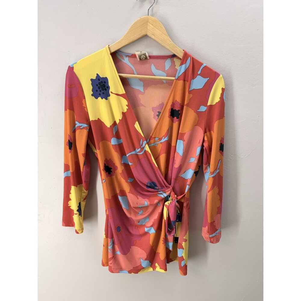 Anne Klein Women's Floral Print Wrap Top Size M - Picture 2 of 13